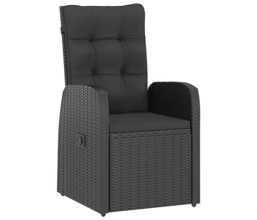 Set comedor de jardín 11 piezas y cojines ratán sintético negro
