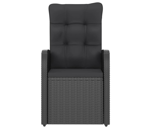 Set comedor de jardín 11 piezas y cojines ratán sintético negro