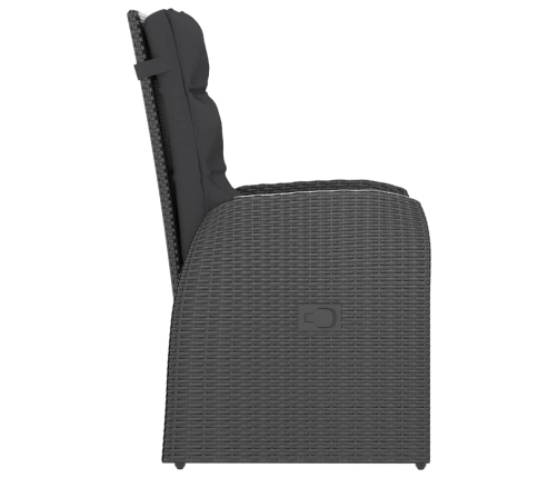 Set comedor de jardín 11 piezas y cojines ratán sintético negro