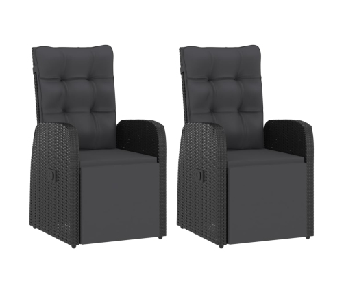 Set comedor de jardín 11 piezas y cojines ratán sintético negro