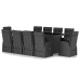 Set comedor de jardín 11 piezas y cojines ratán sintético negro