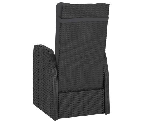 Set comedor de jardín 11 piezas y cojines ratán sintético negro