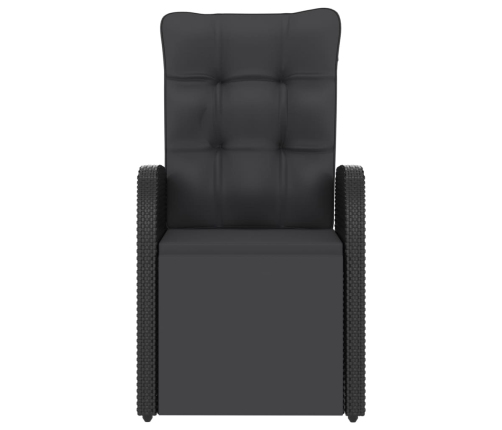 Set comedor de jardín 11 piezas y cojines ratán sintético negro