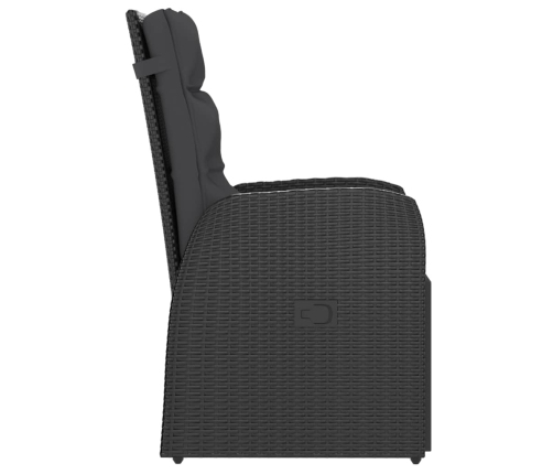 Set comedor de jardín 11 piezas y cojines ratán sintético negro