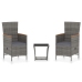 Set de muebles de jardín 3 pzas y cojines ratán sintético gris