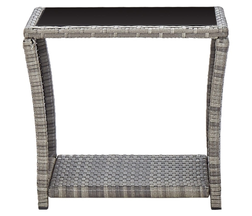 Set de muebles de jardín 3 pzas y cojines ratán sintético gris