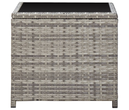 Set de muebles de jardín 3 pzas y cojines ratán sintético gris