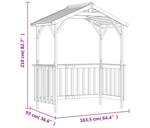 Cobertizo de barbacoa madera pino impregnada 163,5x93x210 cm