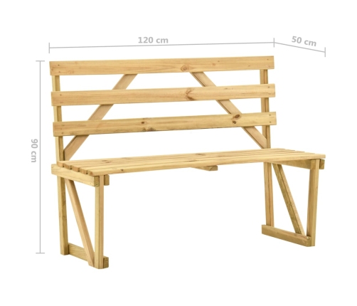 Banco de jardín de madera de pino impregnada 120 cm