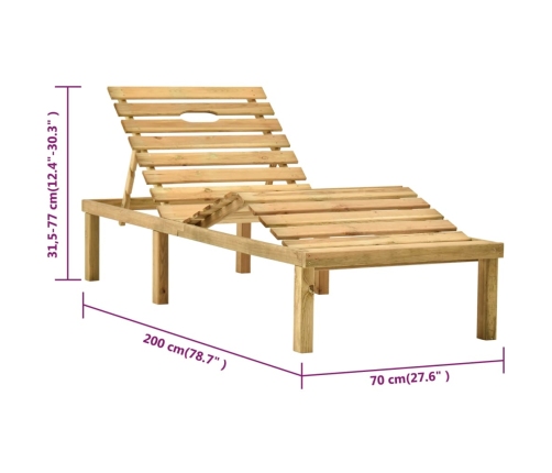 Tumbona de jardín con mesa de madera de pino impregnada