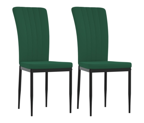 Sillas de comedor 2 unidades terciopelo verde oscuro