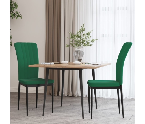 Sillas de comedor 2 unidades terciopelo verde oscuro