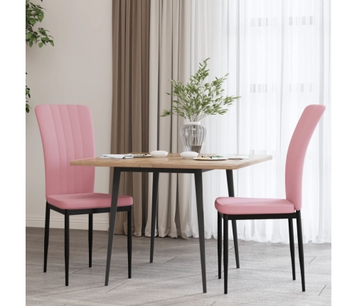 Sillas de comedor 2 unidades terciopelo rosa