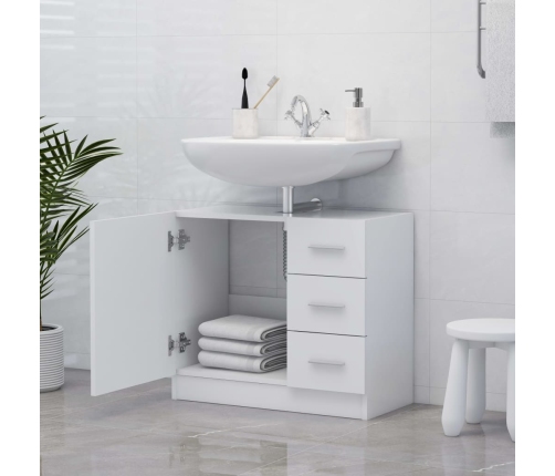 Armario para lavabo madera contrachapada blanco 63x30x54 cm