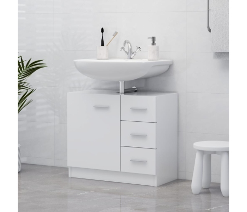 Armario para lavabo madera contrachapada blanco 63x30x54 cm