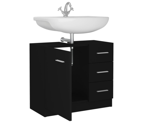 Armario para lavabo madera contrachapada negro 63x30x54 cm