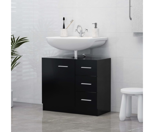 Armario para lavabo madera contrachapada negro 63x30x54 cm