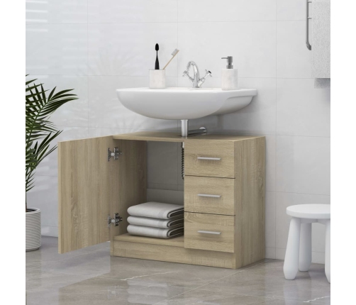 Armario para lavabo madera contrachapada color roble 63x30x54cm