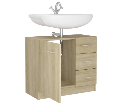 Armario para lavabo madera contrachapada color roble 63x30x54cm