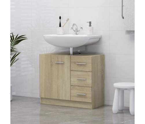 Armario para lavabo madera contrachapada color roble 63x30x54cm