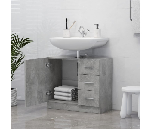 Armario para lavabo contrachapada gris hormigón 63x30x54 cm