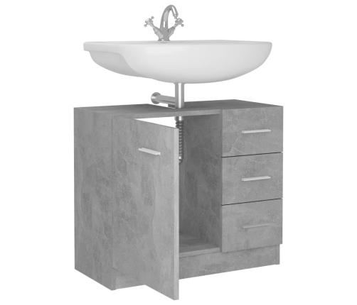 Armario para lavabo contrachapada gris hormigón 63x30x54 cm