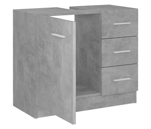 Armario para lavabo contrachapada gris hormigón 63x30x54 cm