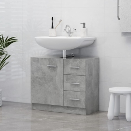 Armario para lavabo contrachapada gris hormigón 63x30x54 cm