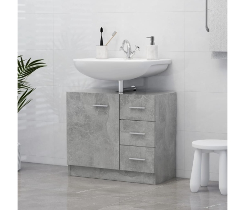 Armario para lavabo contrachapada gris hormigón 63x30x54 cm