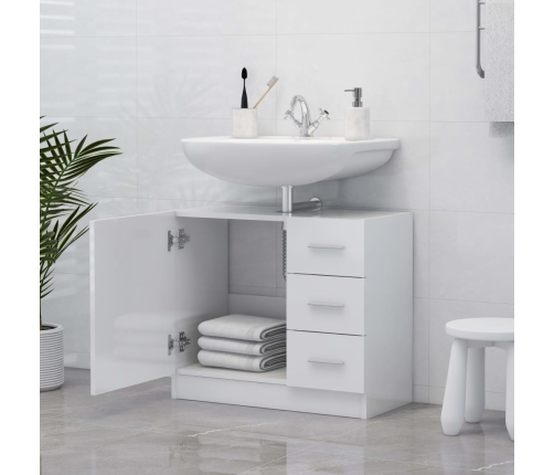 Armario para lavabo madera contrachapada blanco 63x30x54 cm