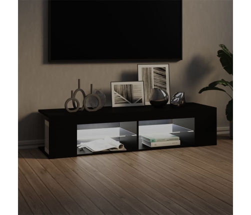 Mueble de TV con luces LED negro 135x39x30 cm