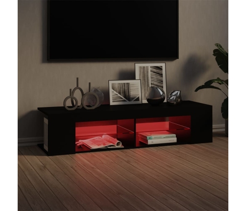 Mueble de TV con luces LED negro 135x39x30 cm