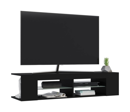 Mueble de TV con luces LED negro 135x39x30 cm