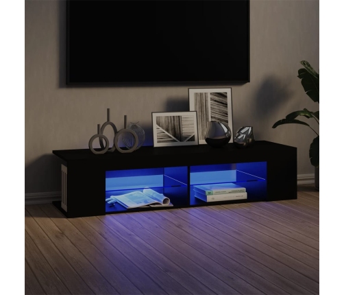 Mueble de TV con luces LED negro 135x39x30 cm