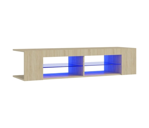 Mueble de TV con luces LED roble Sonoma 135x39x30 cm