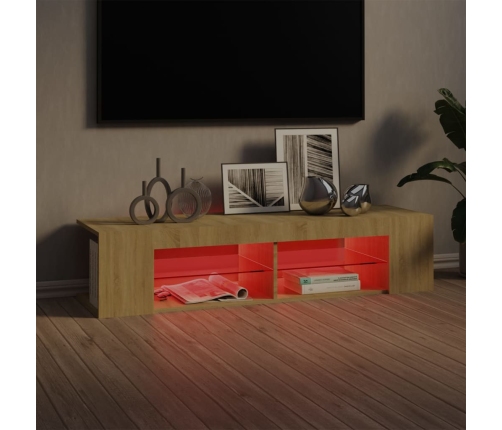 Mueble de TV con luces LED roble Sonoma 135x39x30 cm