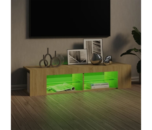 Mueble de TV con luces LED roble Sonoma 135x39x30 cm