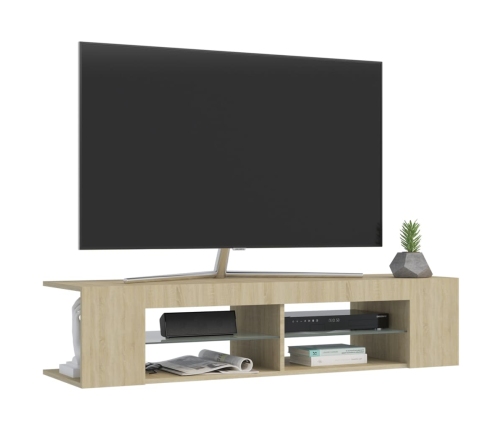 Mueble de TV con luces LED roble Sonoma 135x39x30 cm