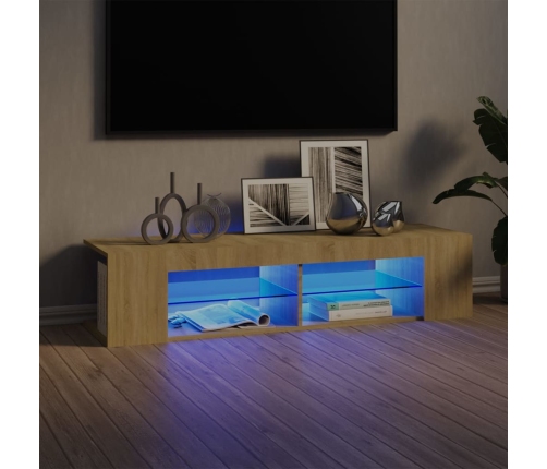 Mueble de TV con luces LED roble Sonoma 135x39x30 cm