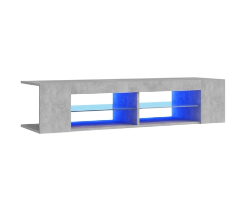 vidaXL Mueble de TV con luces LED gris hormigón 135x39x30 cm