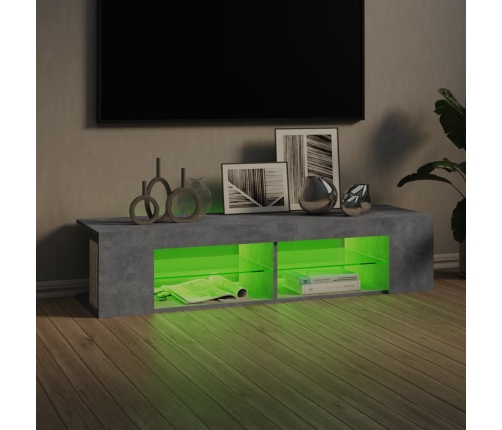 vidaXL Mueble de TV con luces LED gris hormigón 135x39x30 cm