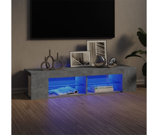 vidaXL Mueble de TV con luces LED gris hormigón 135x39x30 cm