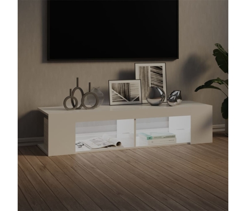 vidaXL Mueble de TV con luces LED blanco brillante 135x39x30 cm