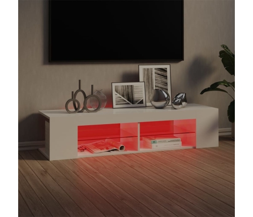 vidaXL Mueble de TV con luces LED blanco brillante 135x39x30 cm