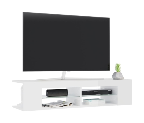 vidaXL Mueble de TV con luces LED blanco brillante 135x39x30 cm