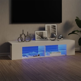 Mueble de TV con luces LED blanco brillante 135x39x30 cm