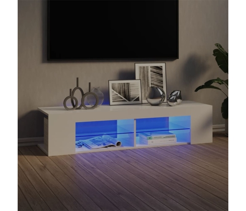 vidaXL Mueble de TV con luces LED blanco brillante 135x39x30 cm