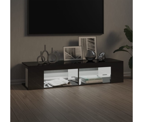 vidaXL Mueble para TV con luces LED gris brillante 135x39x30 cm