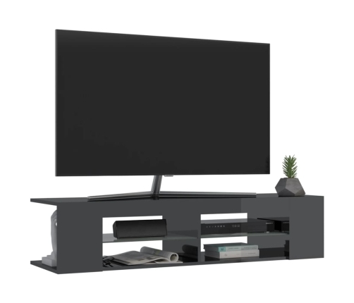 vidaXL Mueble para TV con luces LED gris brillante 135x39x30 cm