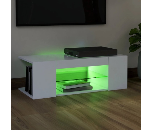 Mueble de TV con luces LED blanco 90x39x30 cm